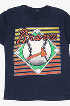 Vintage Navy Blue Atlanta Braves MLB Single Stitch T-Shirt (1990s)