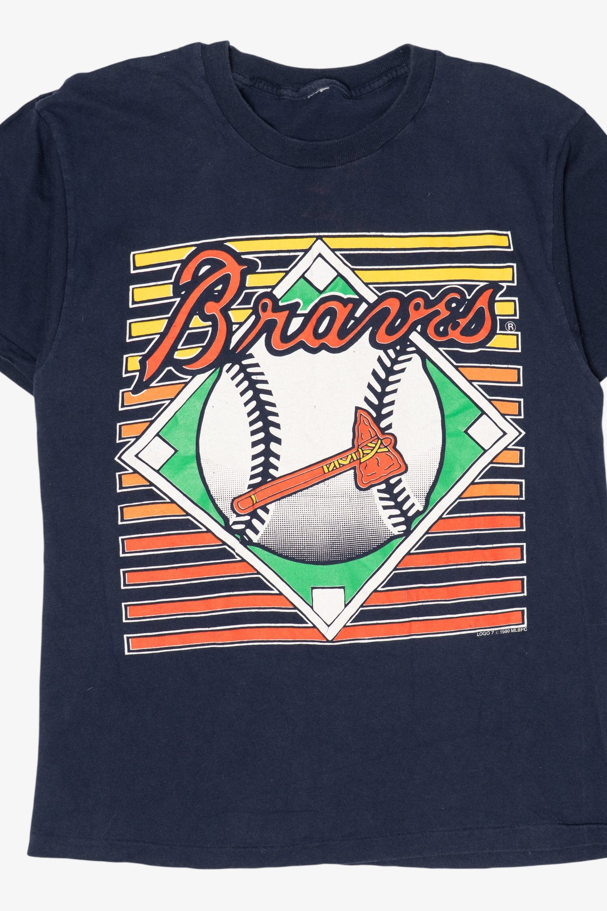 Vintage Navy Blue Atlanta Braves MLB Single Stitch T-Shirt (1990s)