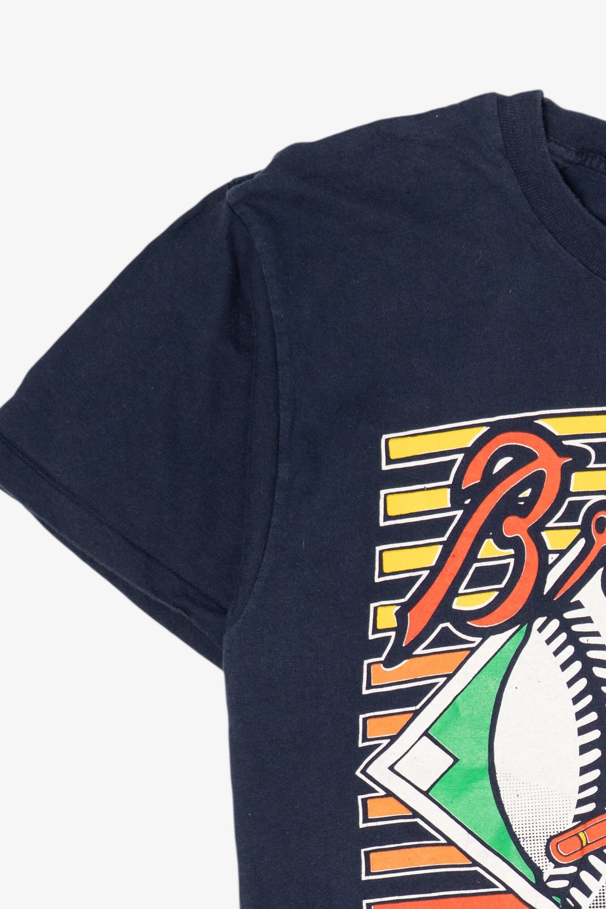 Vintage Navy Blue Atlanta Braves MLB Single Stitch T-Shirt (1990s)