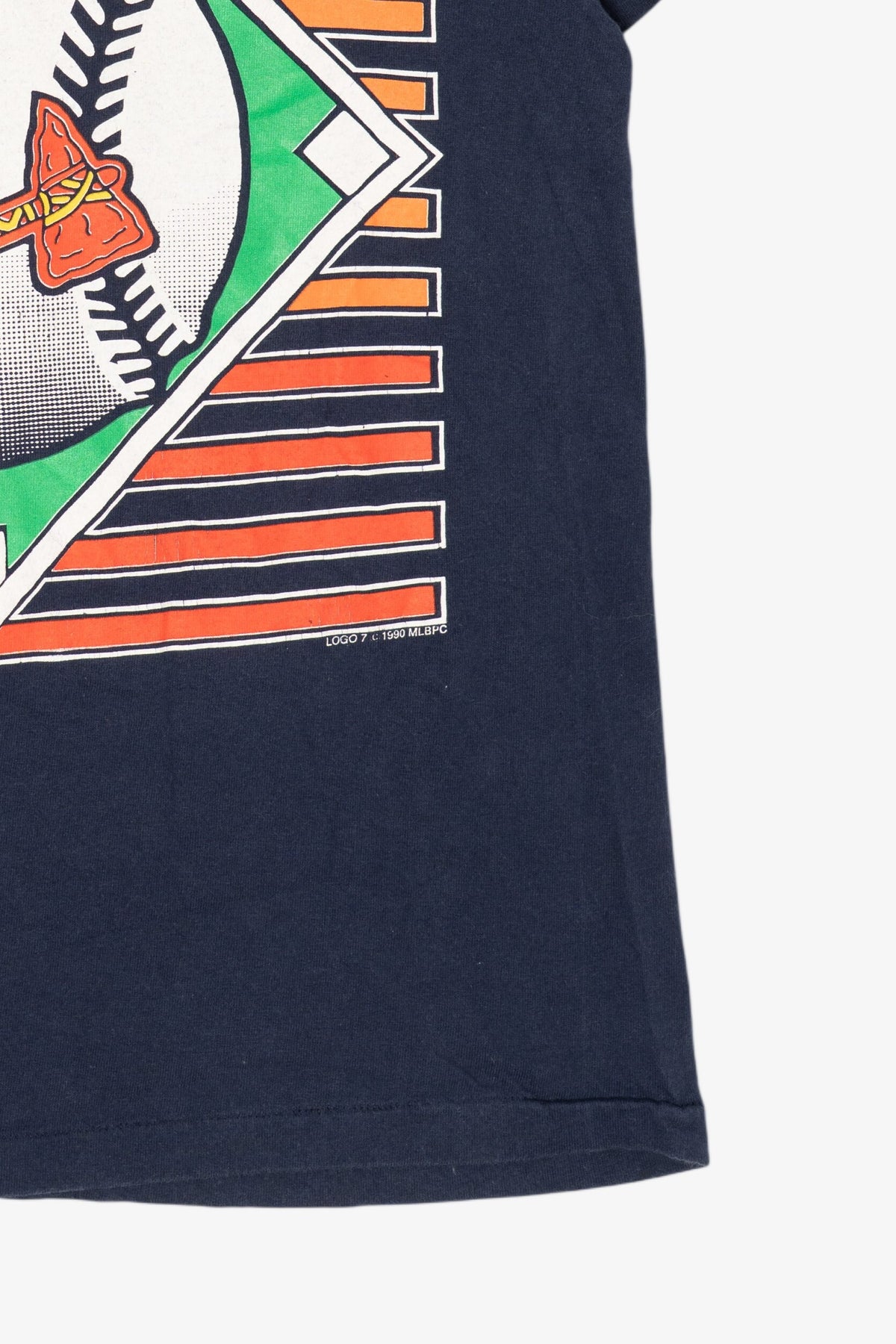 Vintage Navy Blue Atlanta Braves MLB Single Stitch T-Shirt (1990s)