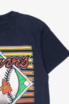Vintage Navy Blue Atlanta Braves MLB Single Stitch T-Shirt (1990s)
