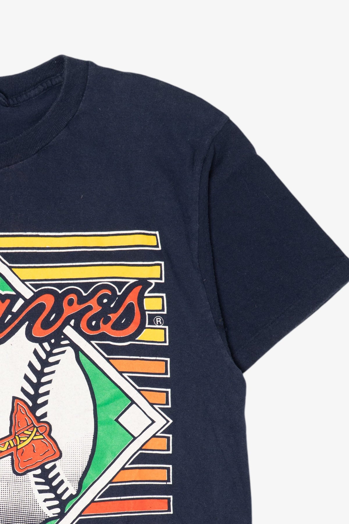 Vintage Navy Blue Atlanta Braves MLB Single Stitch T-Shirt (1990s)