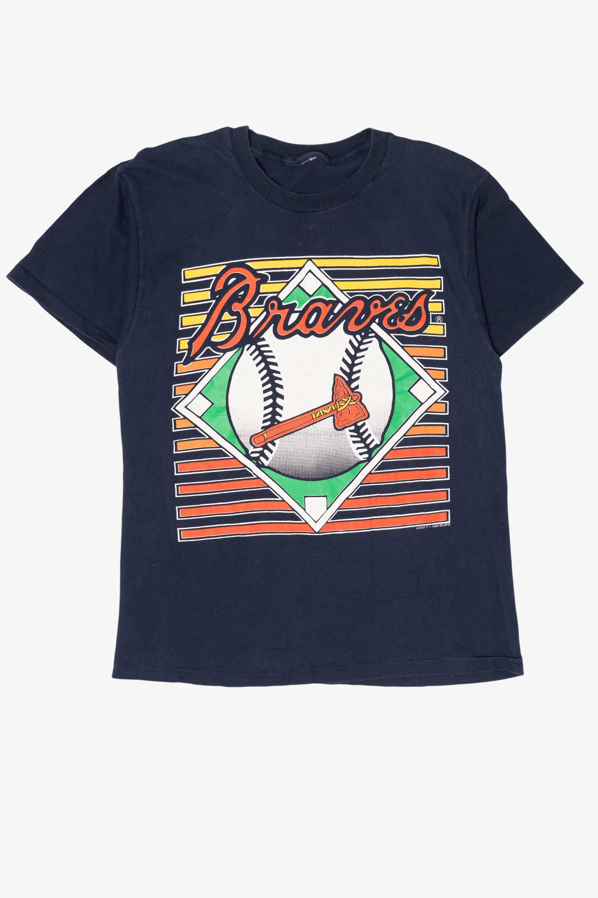 Vintage Navy Blue Atlanta Braves MLB Single Stitch T-Shirt (1990s)