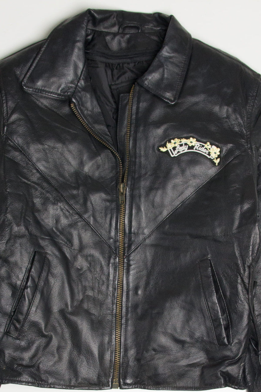 Embroidered Floral Lady Rider Motorcycle Jacket 332
