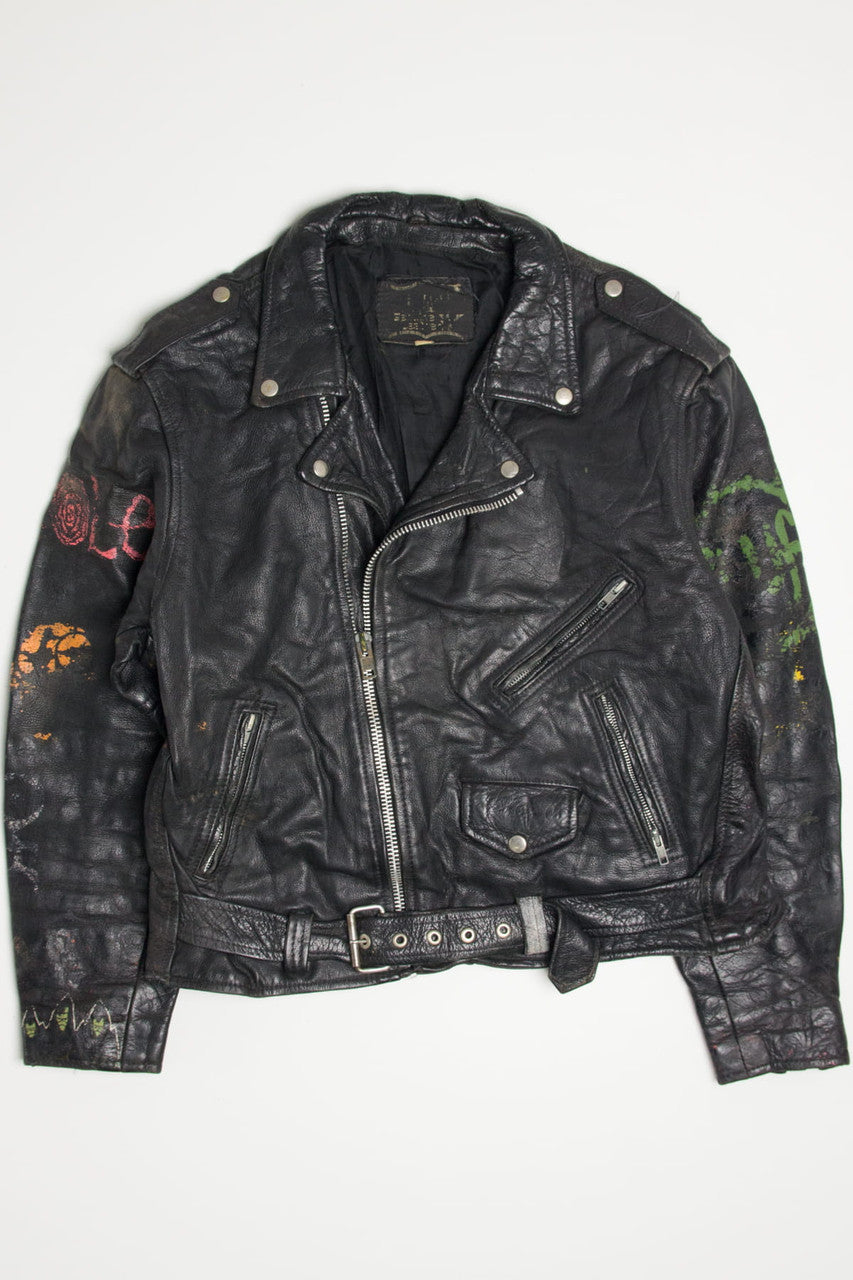 Vintage Painted Grunge Motorcycle Jacket 350