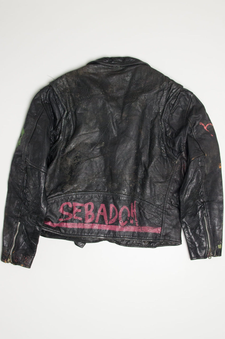 Vintage Painted Grunge Motorcycle Jacket 350
