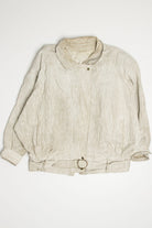 Vintage Cream Striped Motorcycle Jacket 351