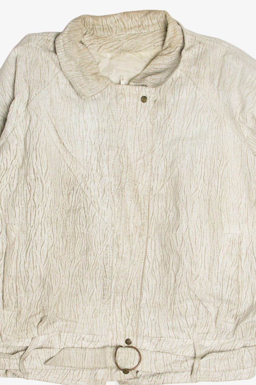 Vintage Cream Striped Motorcycle Jacket 351