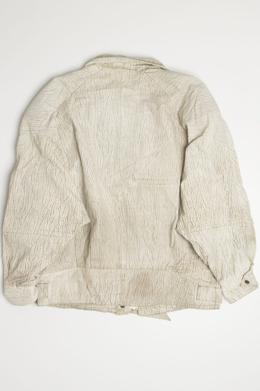 Vintage Cream Striped Motorcycle Jacket 351