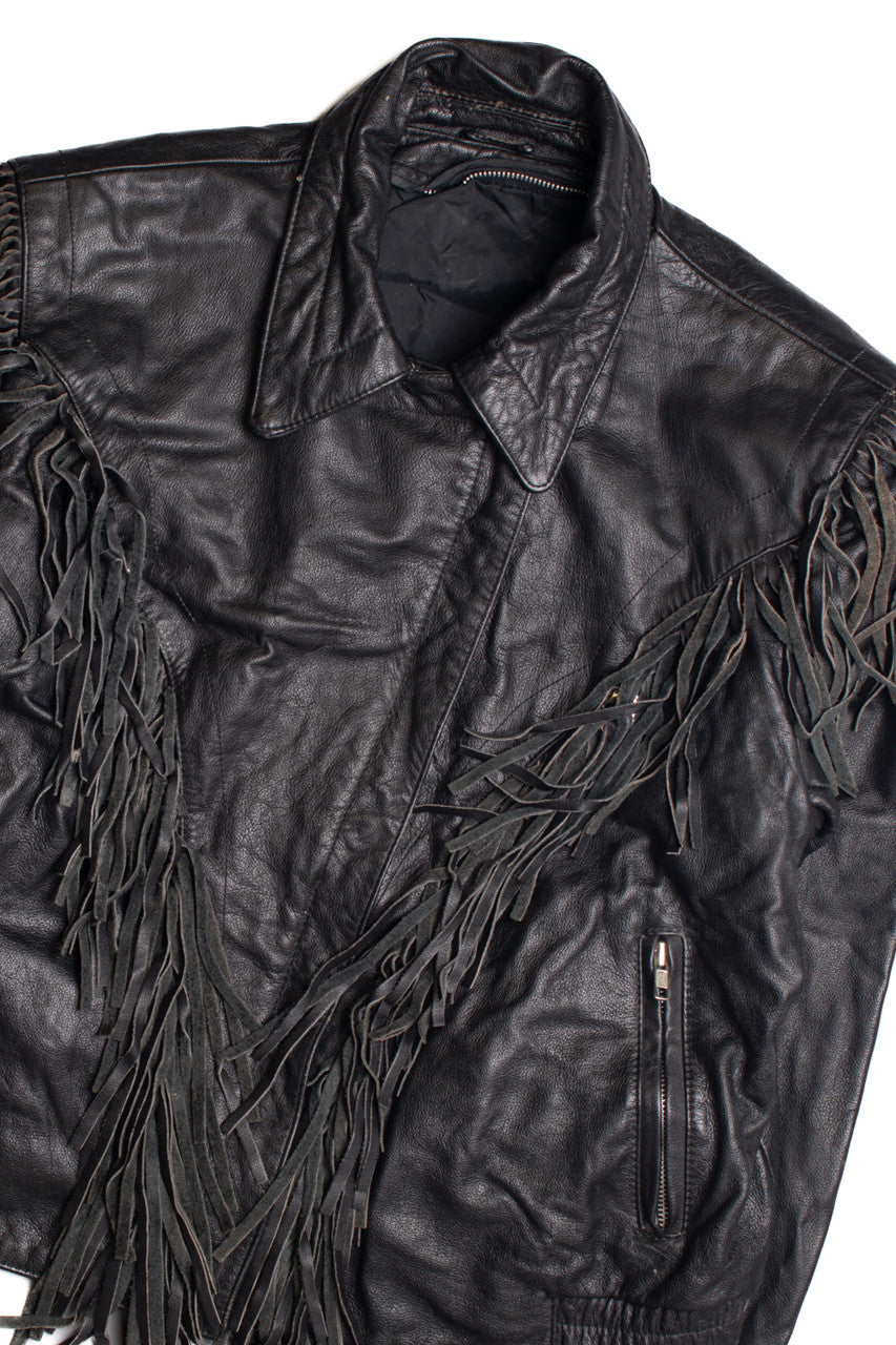 Black Leather Motorcycle Jacket 370