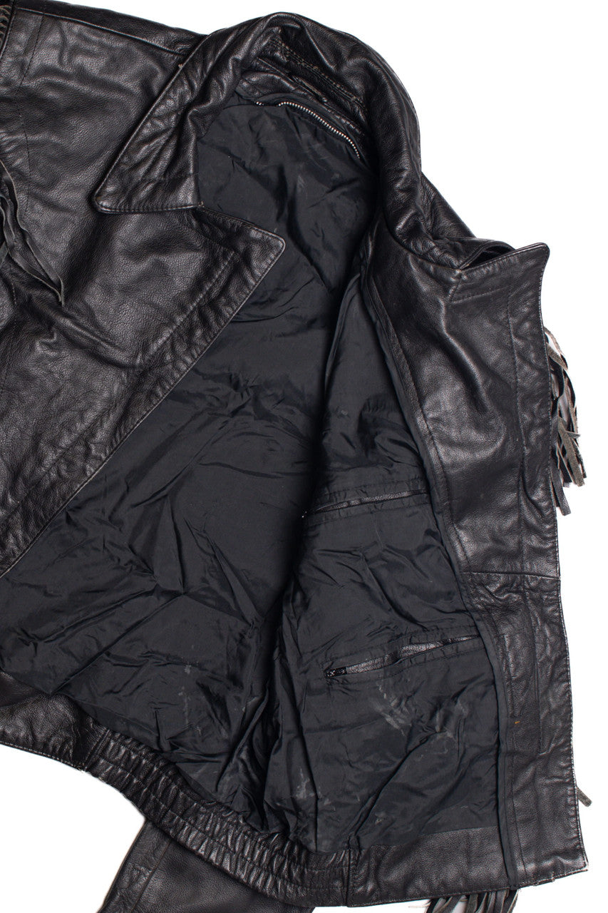 Black Leather Motorcycle Jacket 370