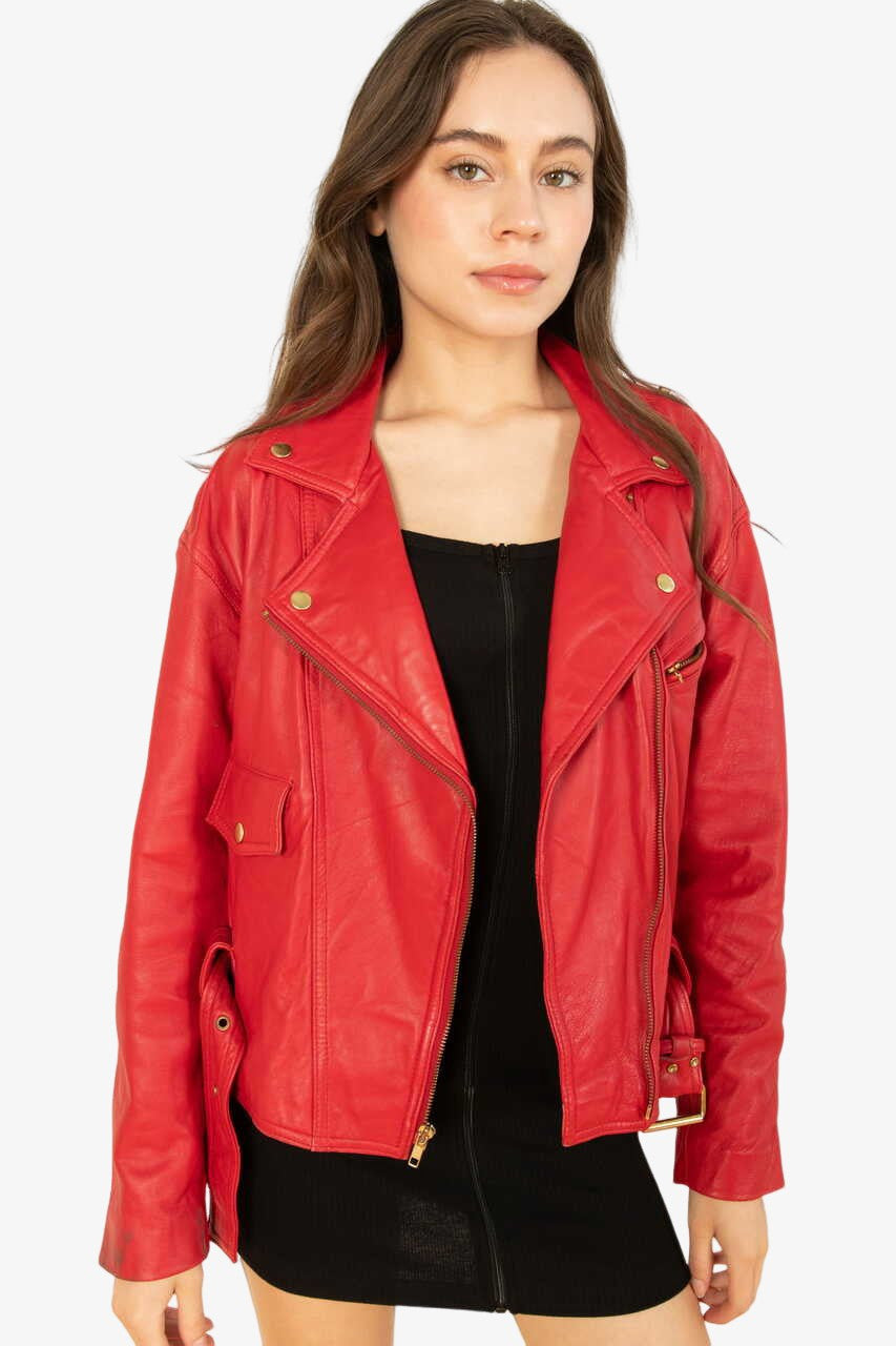 Vintage Red Wilson's Motorcycle Jacket (1990s)
