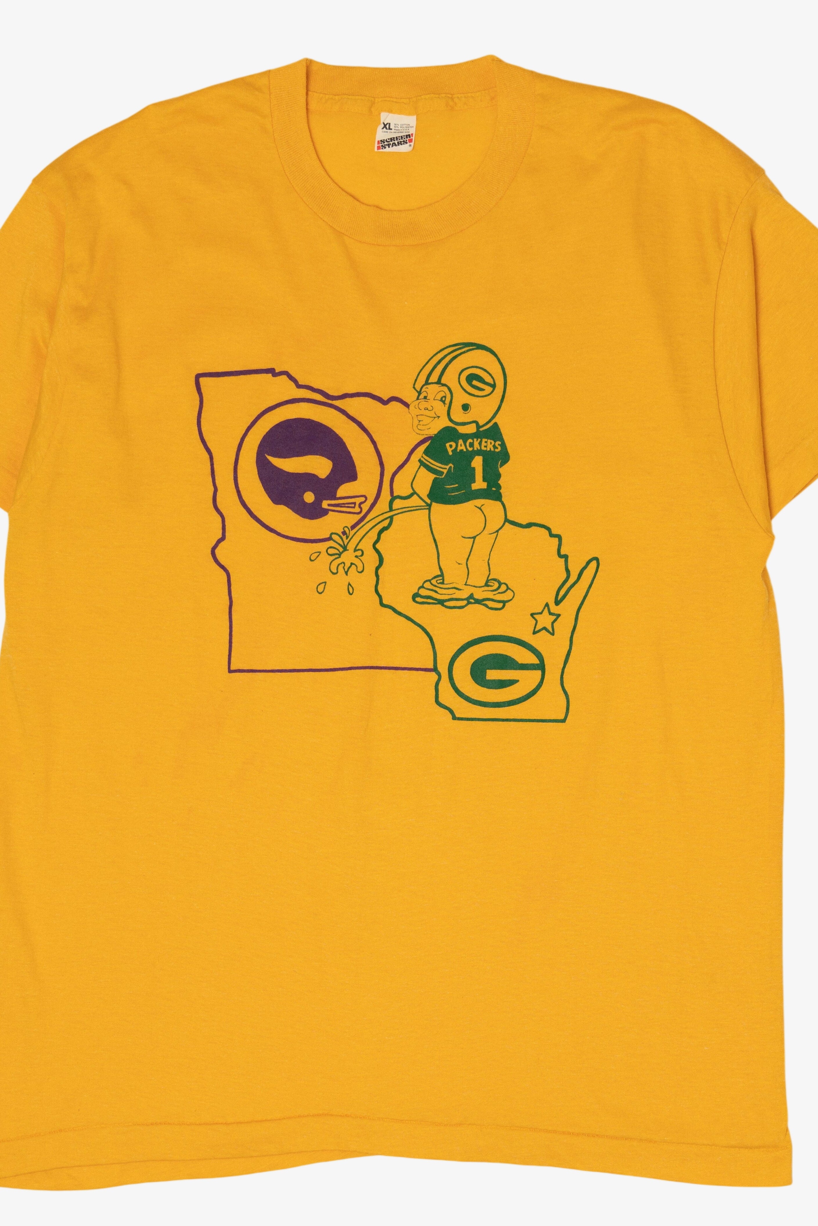 Vintage Yellow Wisconsin Green Bay Packers Peeing On Minnesota