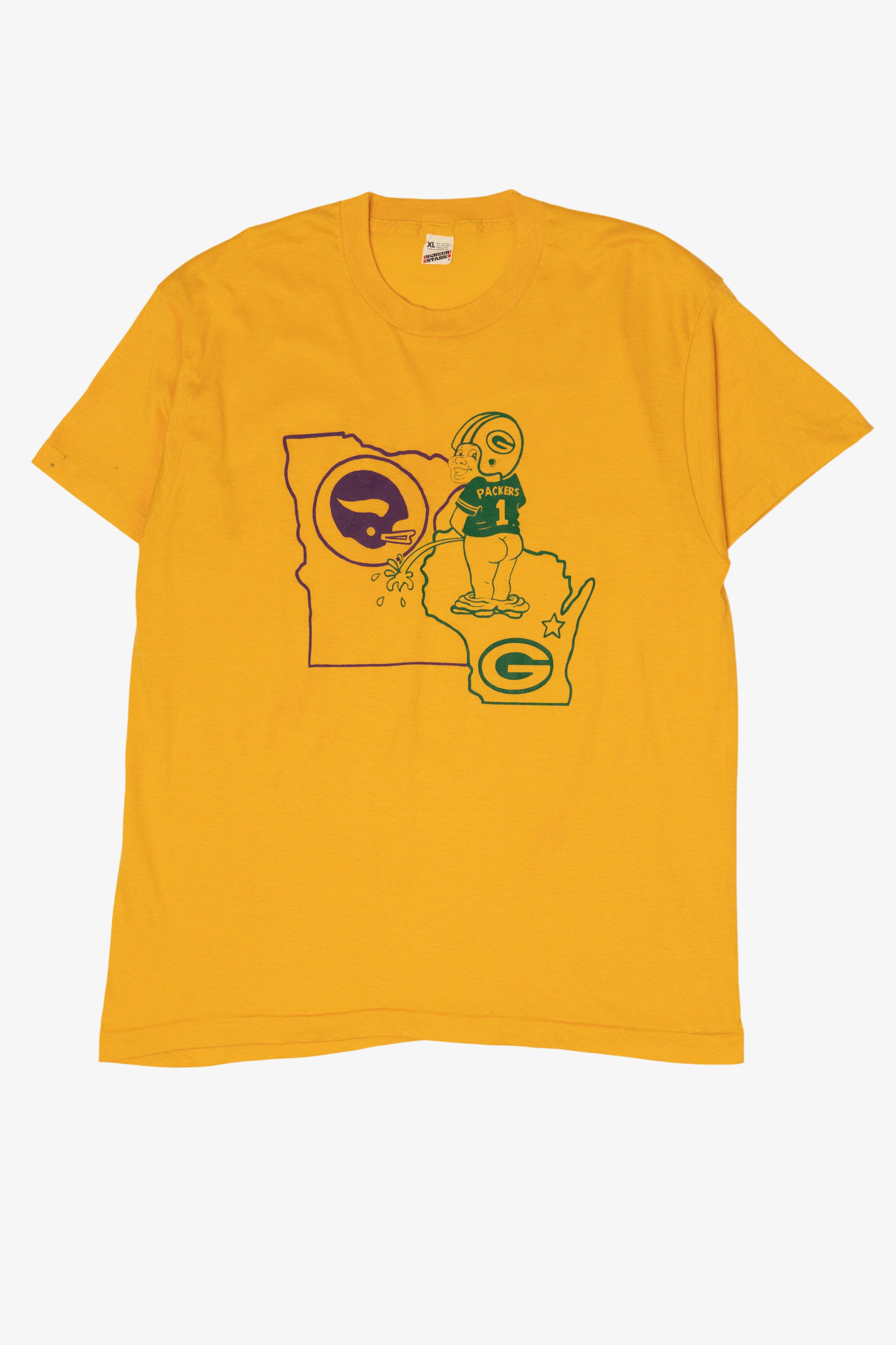 Vintage Yellow Wisconsin Green Bay Packers Peeing On Minnesota