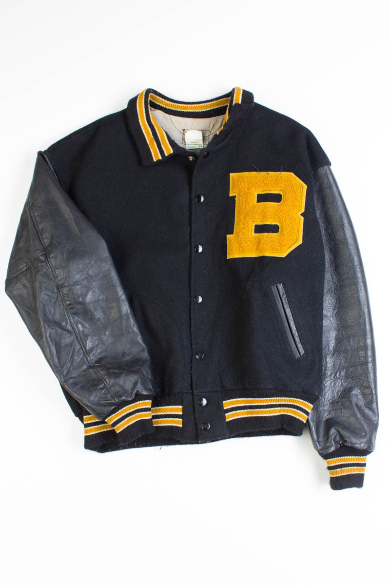 Black & Gold Vintage Letterman Jacket
