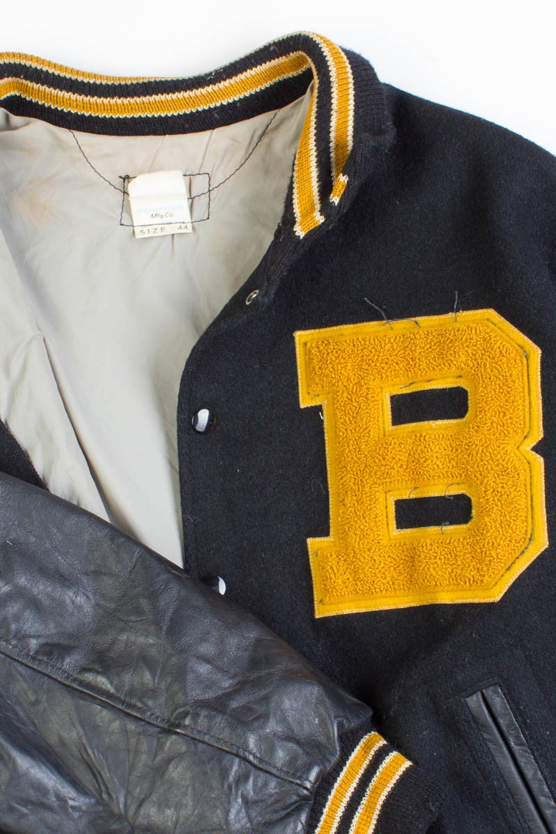 Black & Gold Vintage Letterman Jacket