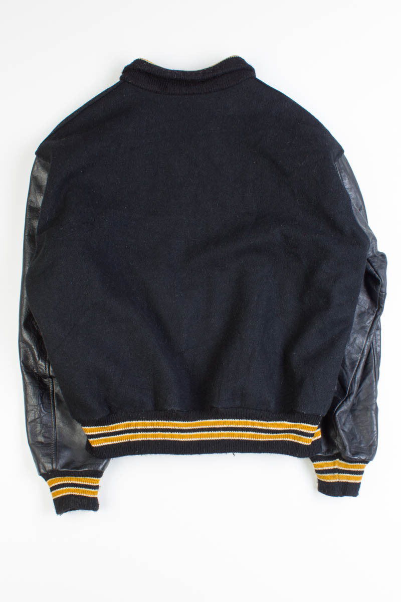 Black & Gold Vintage Letterman Jacket