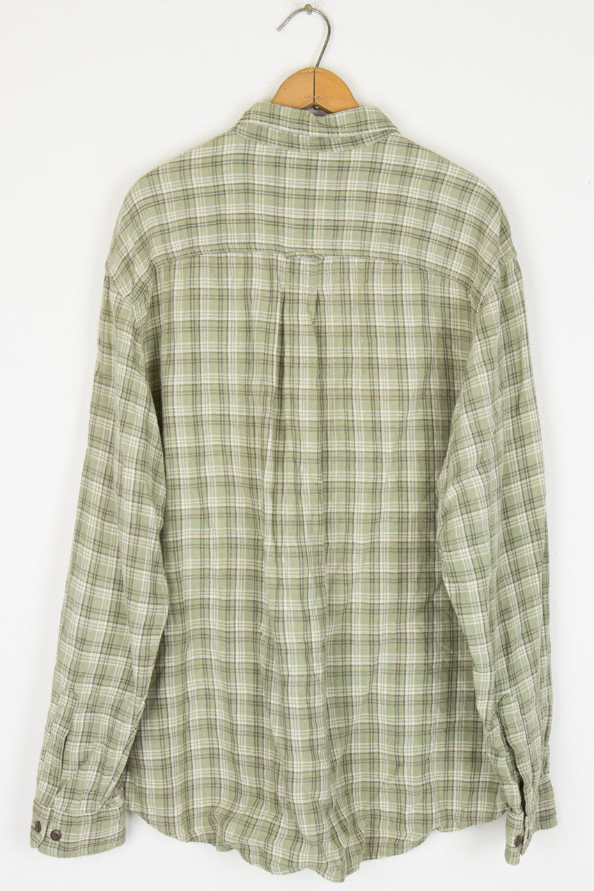 Eddie Bauer Green Plaid Button Up Shirt
