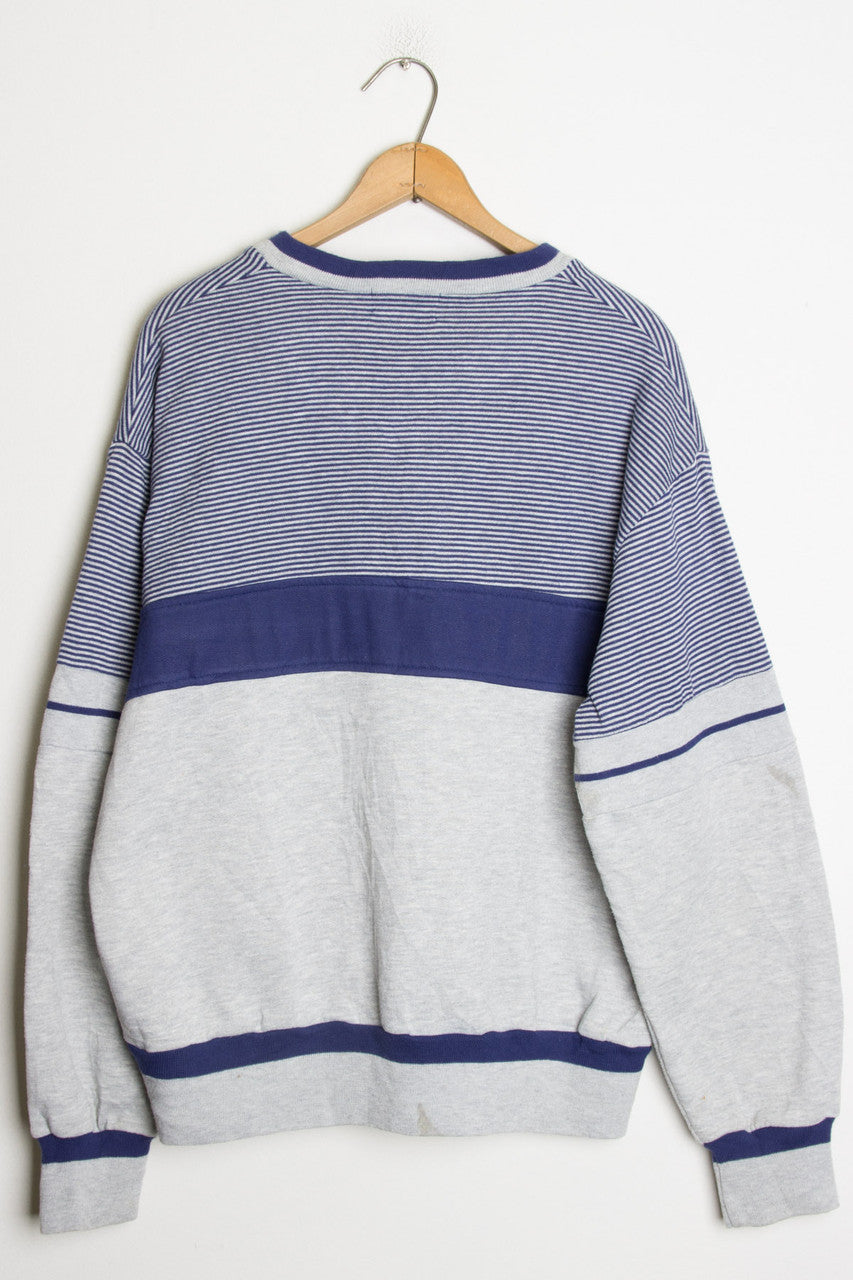 Blue and Grey Striped Sweatshirt w/ Pocket