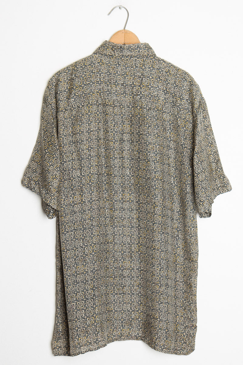 90s Patterned S/S Silk Shirt 1