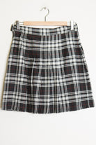 Black Plaid Pleated Skirt