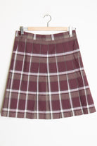 Burgundy & White Pleated Skirt