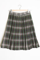 Green & Grey Pleated Skirt