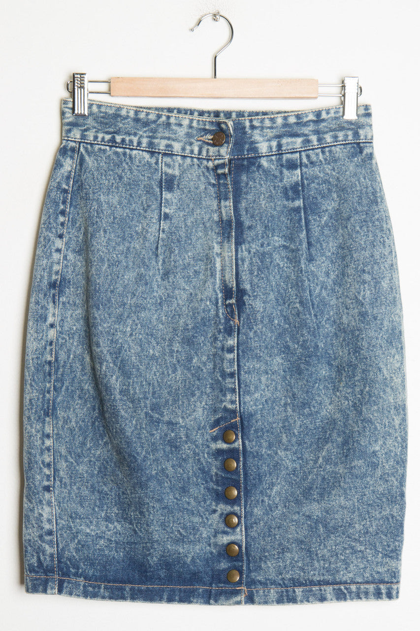 Acid Washed Denim Pencil Skirt