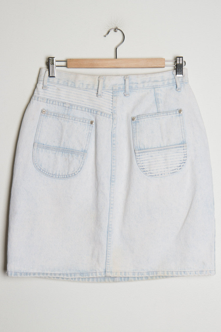 Faded Acid Washed Denim Skirt