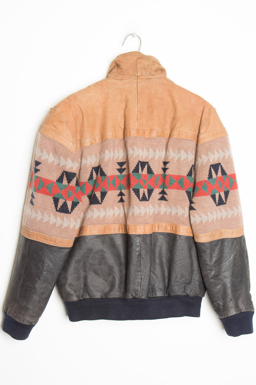 Aztec Knit and Leather Jacket