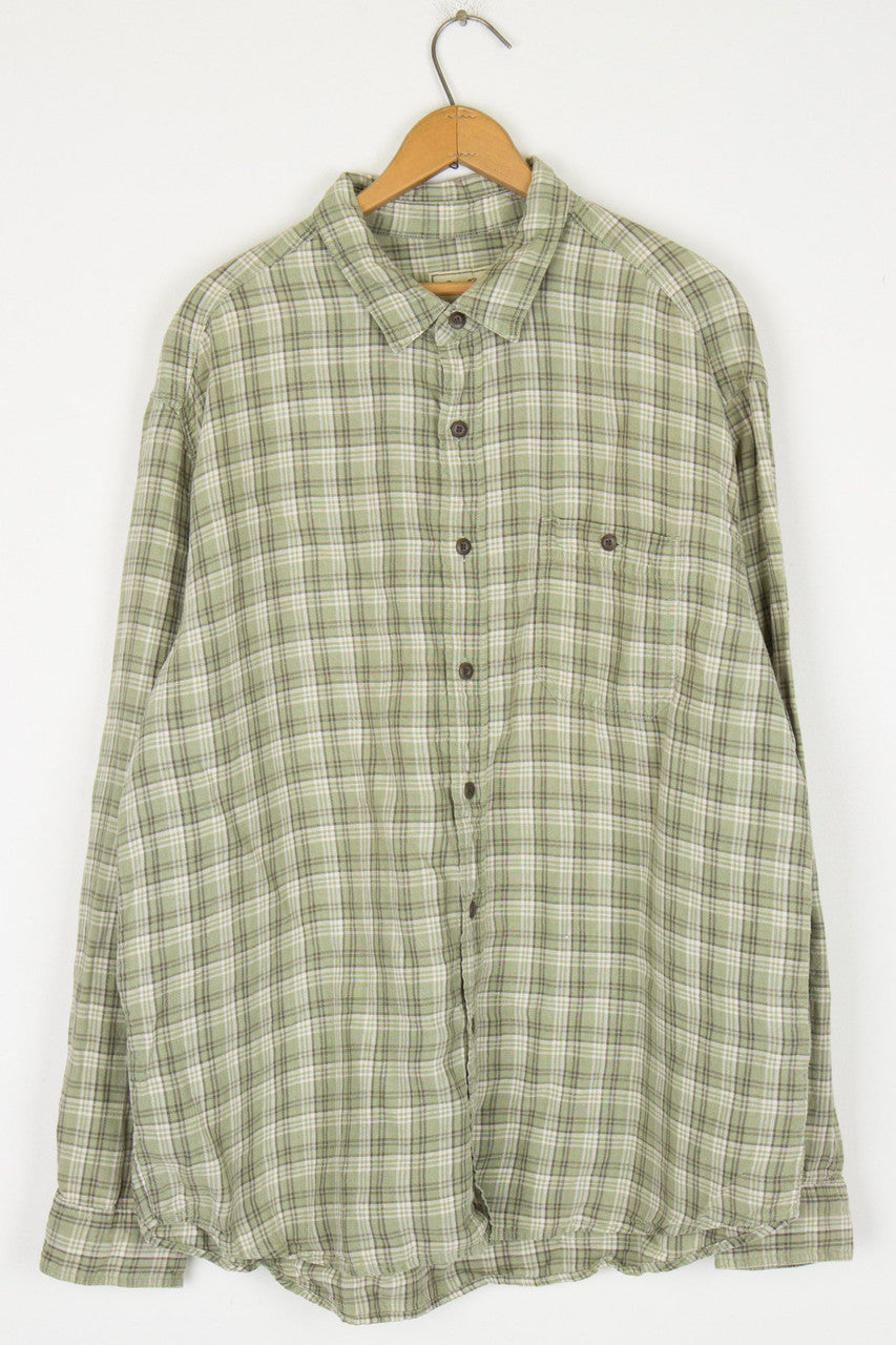 Eddie Bauer Green Plaid Button Up Shirt