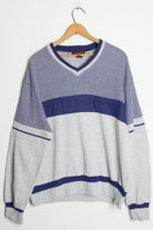 Blue and Grey Striped Sweatshirt w/ Pocket