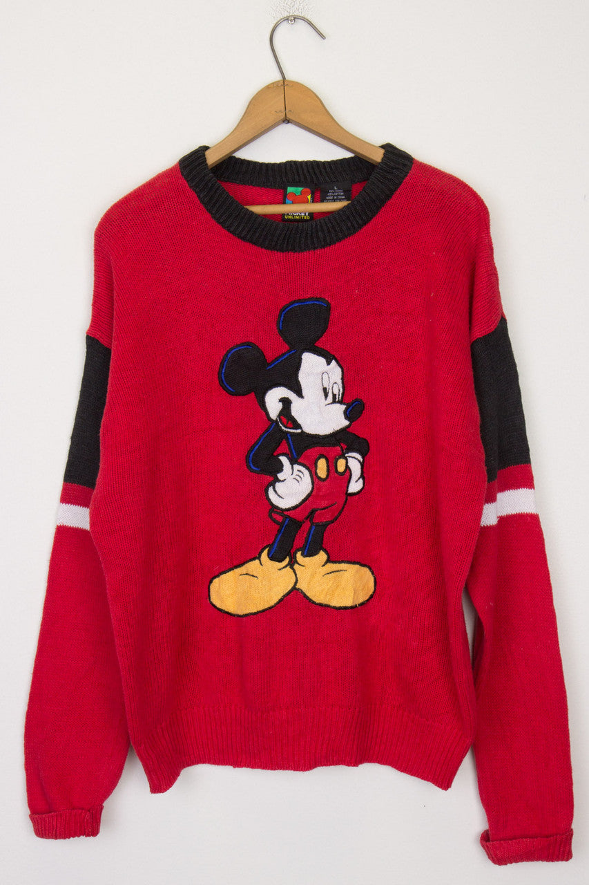 Red Mickey Knit Sweater