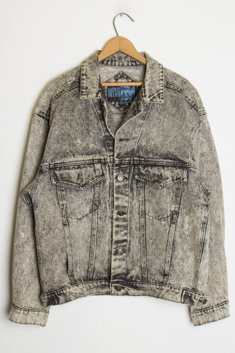 Black Stone Washed Denim Jacket