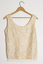 Cream Beaded Sequin Top