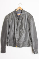 Grey Leather Bomber Jacket