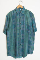 Green Circle Patterned Silk Shirt