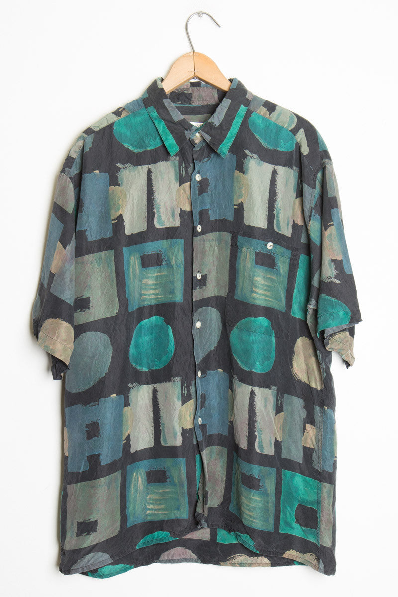 90s Patterned Silk Shirt