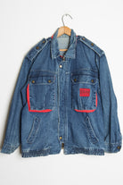 Red Contrast Denim Jacket