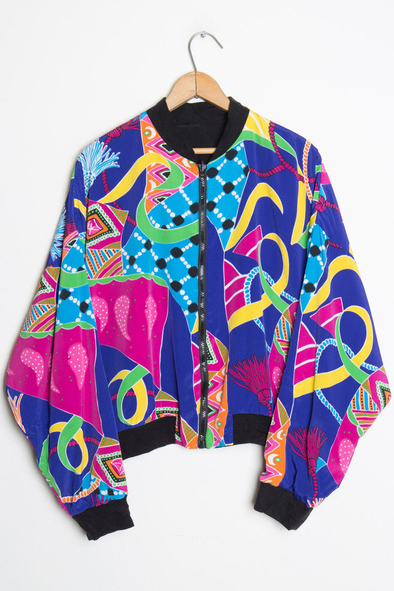 Colorful Crop Bomber Jacket