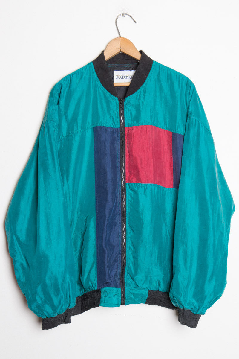Teal Silk Bomber Jacket