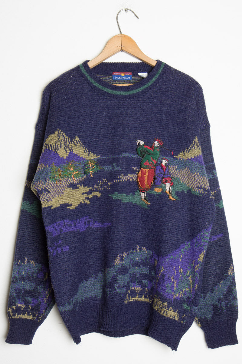 Golfers Embroidered Knit Sweater