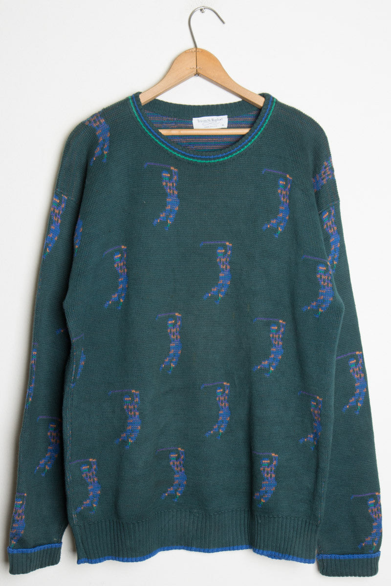 Golfer Collage Knit Sweater