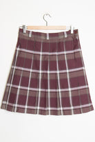Burgundy & White Pleated Skirt