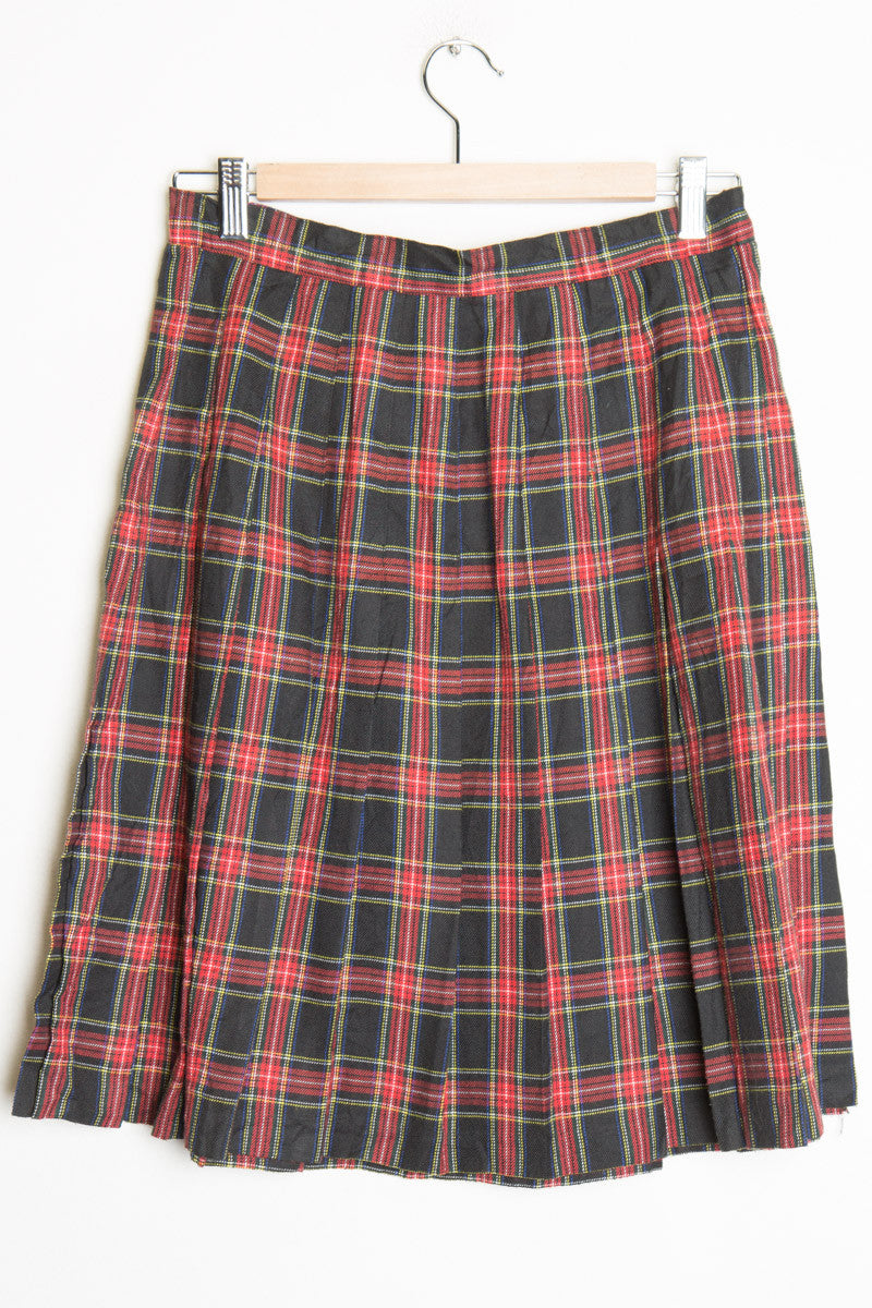 Black & Red Pleated Skirt