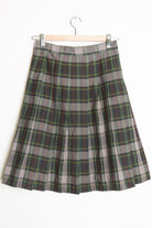 Green & Grey Pleated Skirt