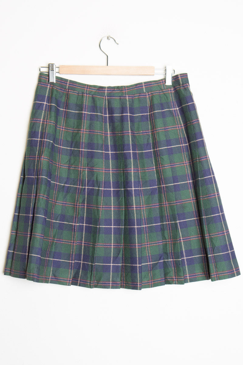 Green & Navy Pleated Skirt 1