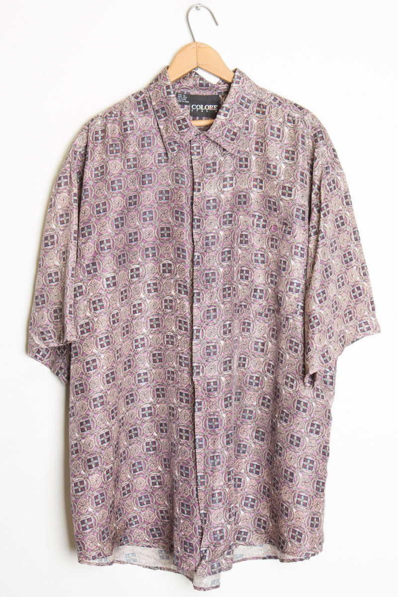 Purple Patterned Silk Shirt