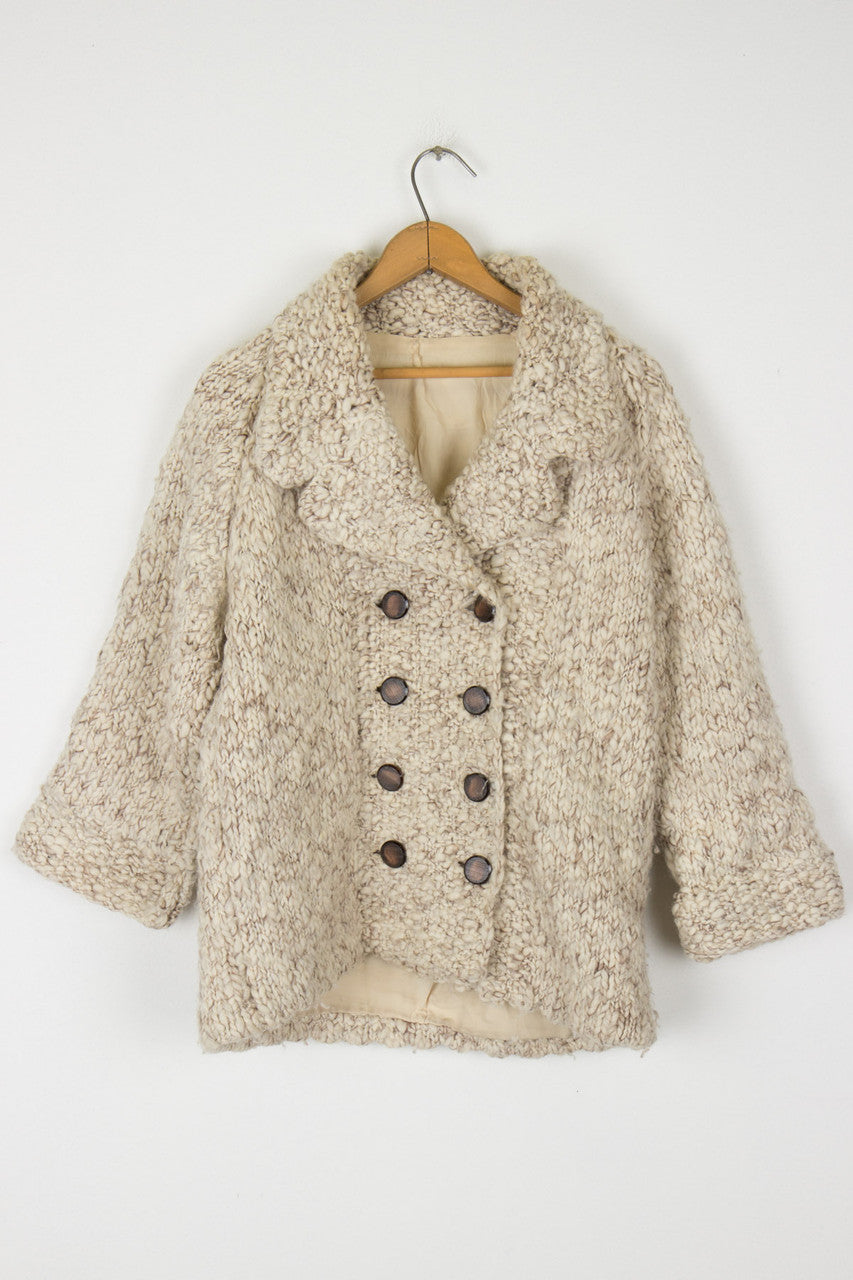 Large Knit 3/4 Sleeve Coat