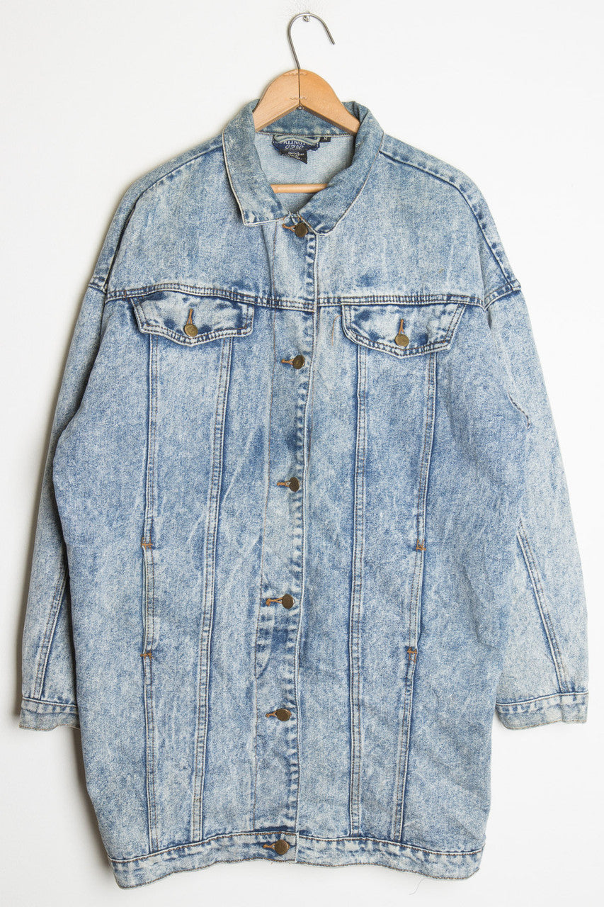 Acid Washed Long Overcoat